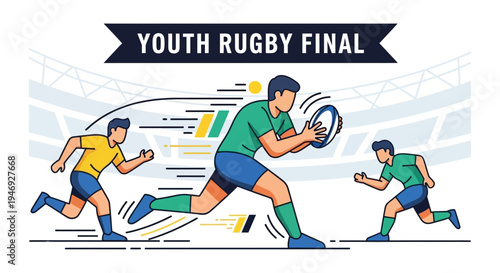 Energetic Youth Rugby Final Illustration Depicting Intense Competition And Team Spirit