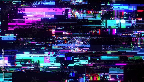 鮮やかな色のグリッチノイズの背景