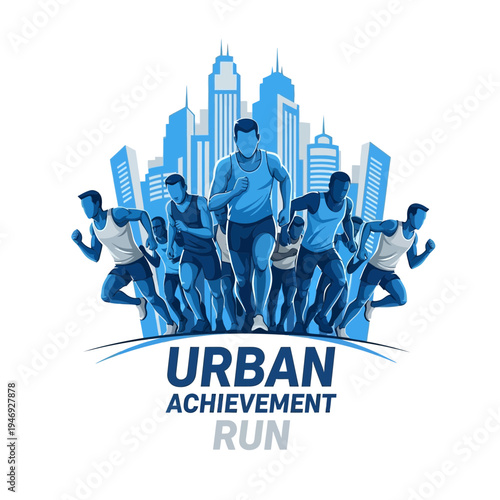 Energetic Urban Run Depicting Human Endeavor Against Cityscape For Motivational Design