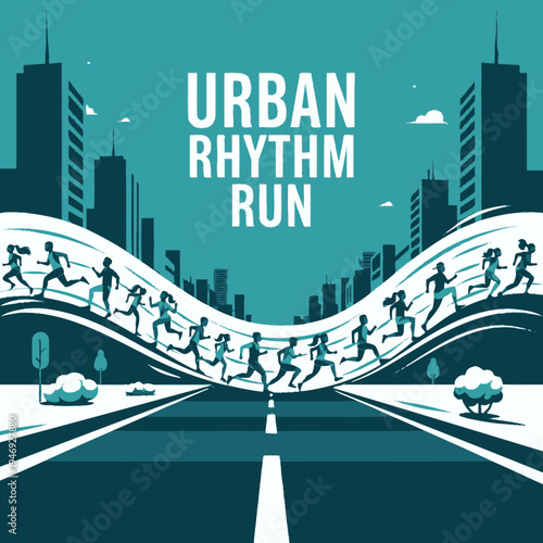 Energetic Urban Runners: A Vibrant Depiction of City Life and Rhythmic Movement