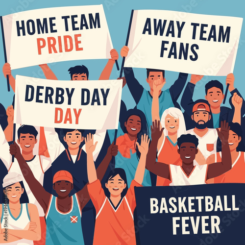 Enthusiastic Spectators Celebrating a Basketball Game With Team Pride and Cheering