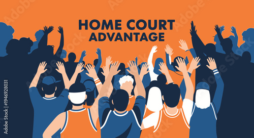 Enthusiastic Spectators Celebrating Victory At A Sporting Event With Home Court Advantage