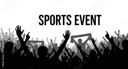 Enthusiastic Spectators Celebrating A Sporting Event In Silhouette Graphic Design