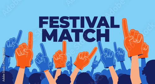 Enthusiastic Spectators Celebrating A Sporting Event Featuring Team Colors and Upward Gestures