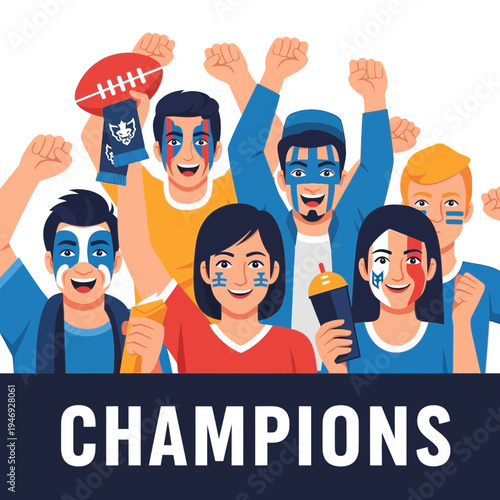 Enthusiastic Spectators Celebrating Victory Depicted in A Lively and Engaging Illustration