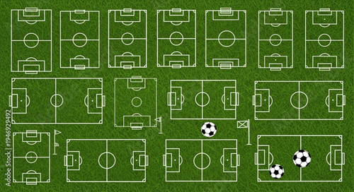 Collection of Soccer Field Layouts and Ball Placements.