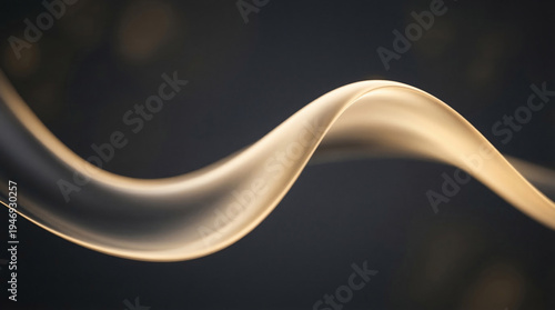 Captivating smooth golden curve mimicking luxurious silk, elegantly flowing and twisting, creating an artistic abstract wave with soft light reflections and bokeh
