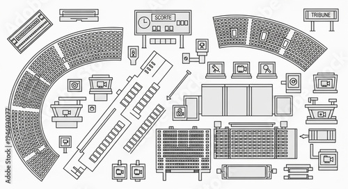 Detailed architectural floor plan showcasing a complex building layout.