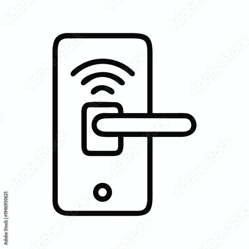 Smart Door Lock WiFi Keyless Entry Line Icon Vector