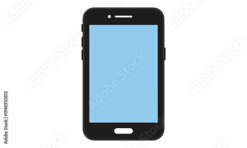 Smartphone with blank blue screen isolated on white background