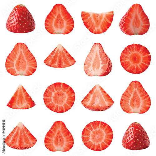 Photorealistic Strawberry Fruit Variety Set Vector Illustration