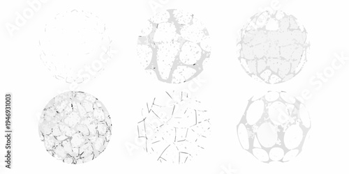 Abstract circular patterns with varying degrees of fragmentation and density