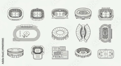 Collection of Stadium Sketches - Architectural Designs and Sports Venue Concepts.