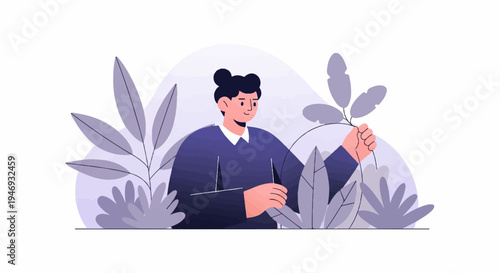Person tending to plants with a gentle touch