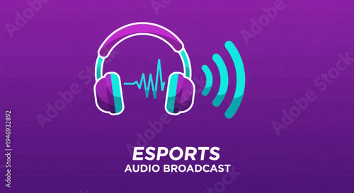 Esports Audio Broadcast Visual Concept Featuring Headset, Waveform, and Modern Design