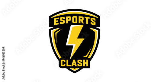 Esports Clash Logo Emblem Featuring Electric Bolt Design For Competitive Gaming Scene