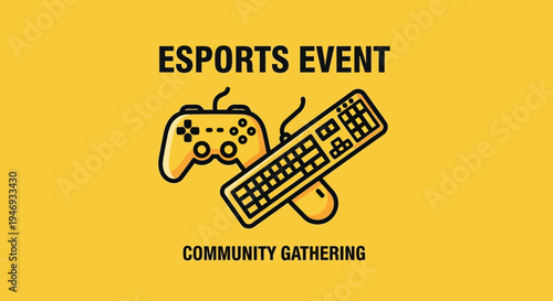 Esports Event And Community Gathering Illustration Featuring Gaming Peripherals