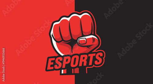 Esports Logo with Power Fist Symbol for Game Champions and Online Tournaments