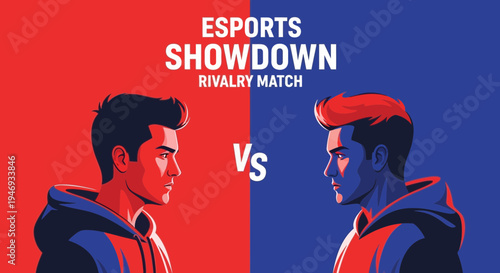 Esports Showdown: Rivalry Match Featuring Two Players in Dynamic Colors and Bold Graphics