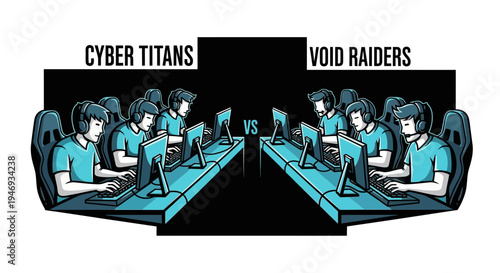 Esports Tournament Showdown: Cyber Titans Versus Void Raiders Competing For Victory