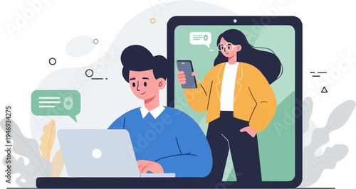 People communicating and working using devices and technology for collaboration