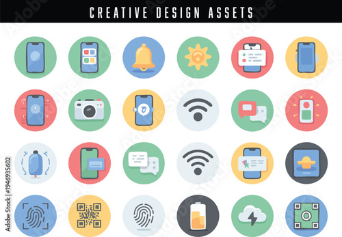 Collection of creative design assets with pixel art elements