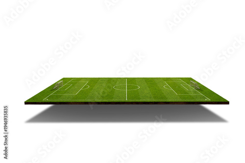 3D Soccer field on free PNG background from above - texture background