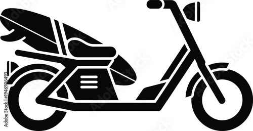 Black and white silhouette of a modern electric scooter