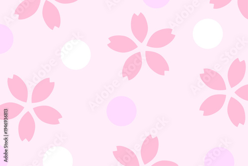 春セール向け桜模様のかわいい和風背景パターン素材　ピンク