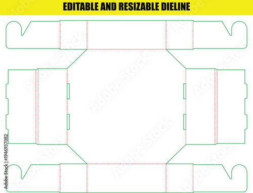 Editable Dieline Pattern for a Convenient Carrier Box with Integrated Locking Handles