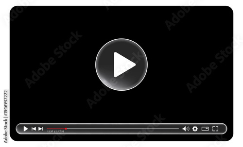 Multimedia video player template isolated on background for online cinema, video live streaming, social media interface
