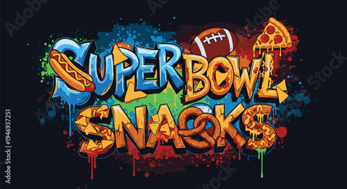 Super Bowl Snack Food Graphics Design.