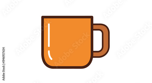 Orange Coffee Mug Icon Isolated on White Background