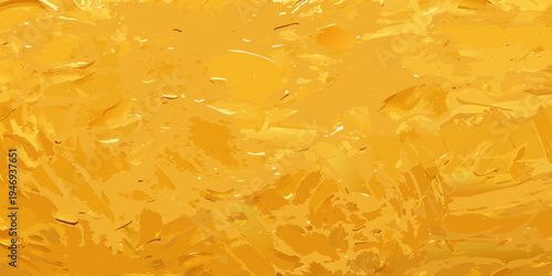 Abstract golden background with textured brushstroke and scattered highlights