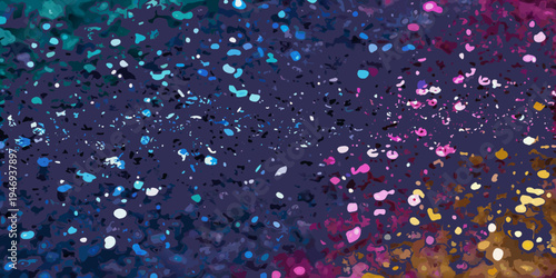 Abstract digital artwork featuring a colorful splatter pattern background