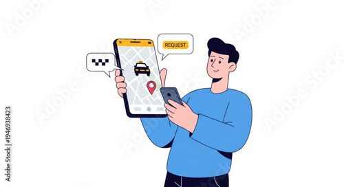 Man holding phone and map.