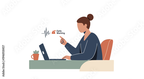 Woman Working on Laptop Computer.