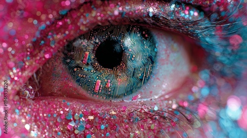 Envisioning tomorrow: the ai-powered glimpse into future technology. Visual identity. The ai-driven eye: glowing circuitry heralds a new era of innovation. Creative poster. Modern graphics.