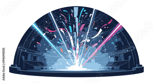 Colorful Laser Light Show Dome Display.