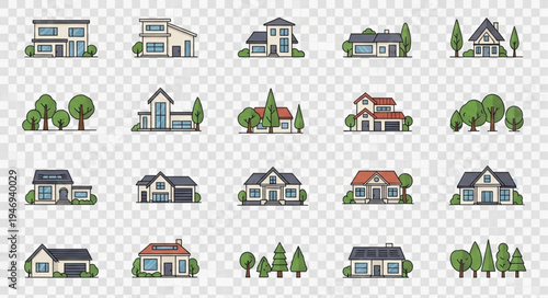 Collection of Modern House Designs with Landscaping Elements.