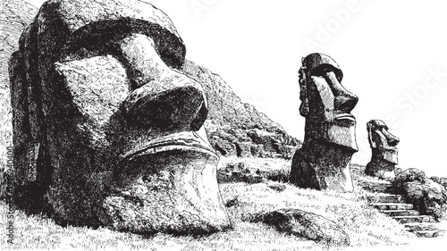 Easter Island, Chile illustration on a white background. This vector illustration can be used in any size you like for advertising, logos, and other work.
