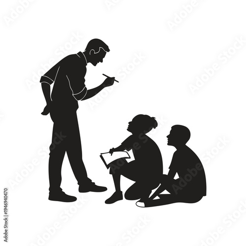 Teacher guiding two students in an outdoor learning environment promoting education beyond the classroom