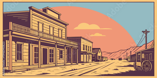 USA, US, U.S, United States - Virginia City Sunset – Historic Gold Rush Town, Wooden Frontier Buildings, and Warm Western Panorama in the United States