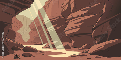 USA, US, U.S, United States - Antelope Canyon Sunset – Glowing Sandstone Light Beams, Surreal Slot Canyon Curves, and Dramatic Shadowed Panorama in the United States