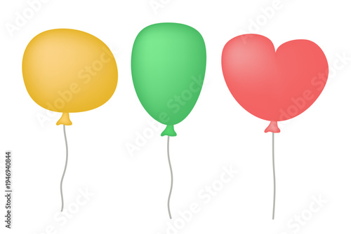 Balloons icon set. Cartoon balloons isolated on white background.