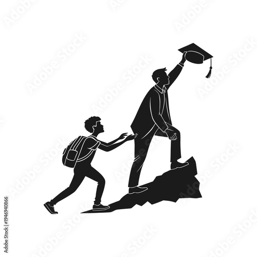 Young student being supported by an adult to reach higher levels of education and personal growth