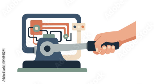 Hand holding large metal adjustable wrench.