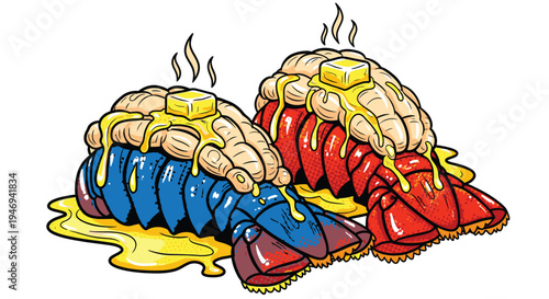 Colorful Crabs with Butter and Sauce.