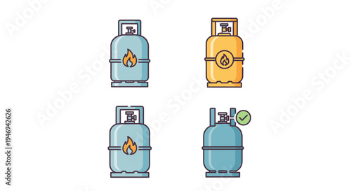 Gas Cylinder and Propane Tank Icon Set on White Background