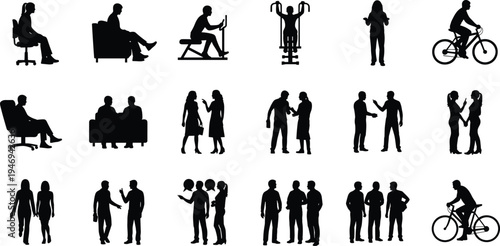 Black People Silhouette Collection Featuring Diverse Professional And Leisure Activities Including Office ===